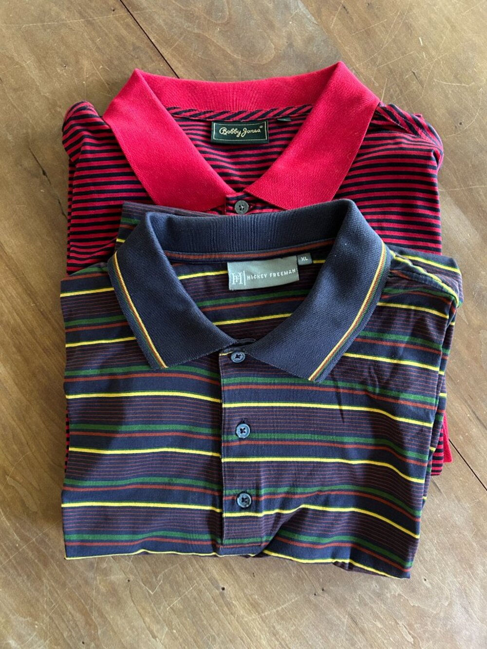 Hickey Freeman and Bobby Jones, Men's XL, Striped, Golf Short Sleeve Shirt, cott